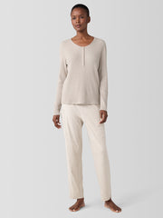 Mélange Organic Cotton Waffle Henley Sleep Top