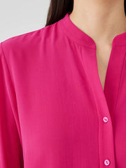 Silk Georgette Crepe Shirred-Back Shirt