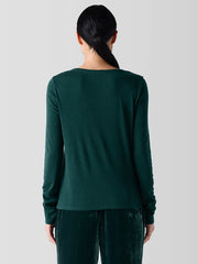 Ribbed Pima Cotton Blend Scoop Neck Top