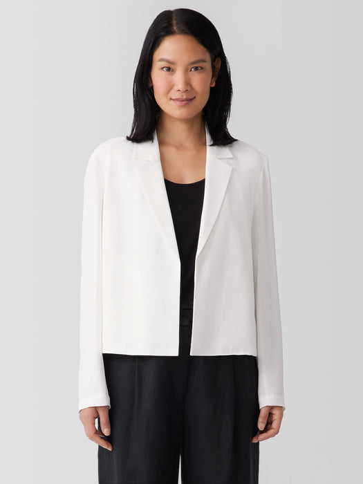 Silk Georgette Crepe Cropped Blazer