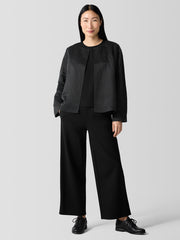 Linen Silk Satin Round Neck Jacket