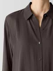 Sheer Silk Georgette Classic Collar Long Shirt