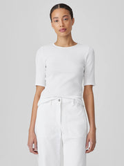 Organic Cotton Stretch Rib Crew Neck Top