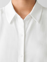 Silk Georgette Crepe Classic Collar Sleeveless Shirt