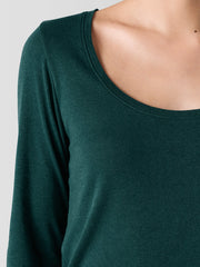 Ribbed Pima Cotton Blend Scoop Neck Top