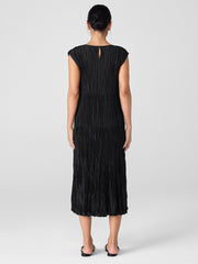 Crushed Silk Jewel Neck Tiered Dress
