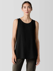 Silk Georgette Crepe Ballet Neck Long Tank