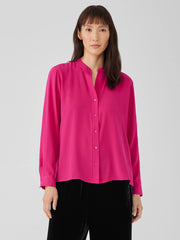 Silk Georgette Crepe Shirred-Back Shirt