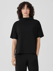 Pima Cotton Stretch Jersey Funnel Neck Top