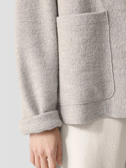 Lightweight Boiled Wool High Collar Jacket in Regenerative Wool