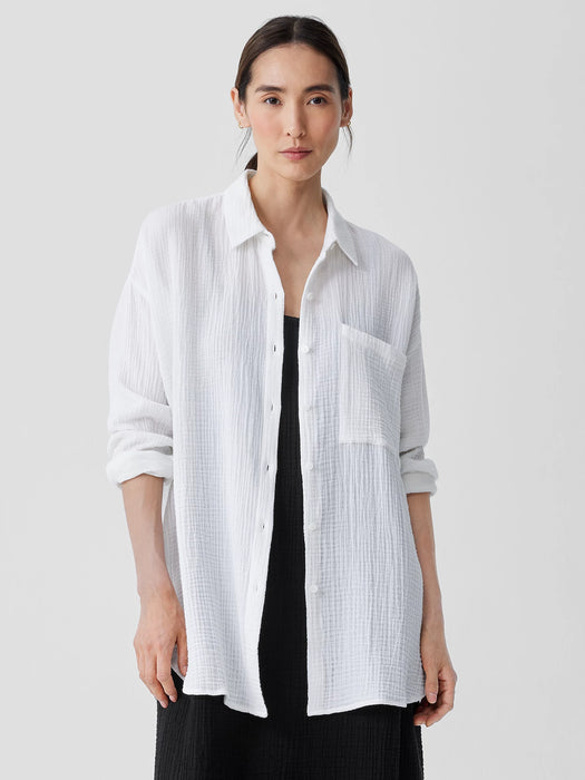 Organic Cotton Lofty Gauze Classic Collar Long Shirt