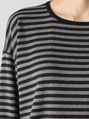 Striped Cozy Brushed Terry Long Box-Top