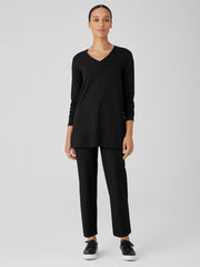Stretch Jersey Knit V-Neck Long Top