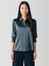 Stretch Silk Charmeuse Classic Collar Shirt