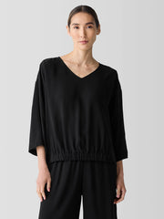 Silk Georgette Crepe V-Neck Top