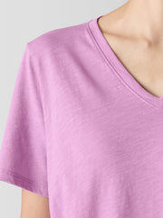 Organic Cotton Slubby Jersey V-Neck Tee