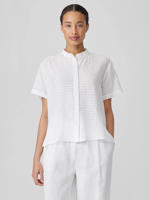 Organic Cotton Voile Box Band Collar Shirt