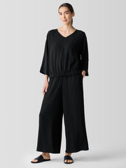 Silk Georgette Crepe V-Neck Top