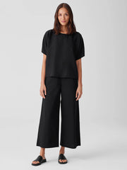 Garment-Dyed Silk Jewel Neck Top