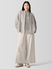 Lightweight Boiled Wool High Collar Jacket in Regenerative Wool