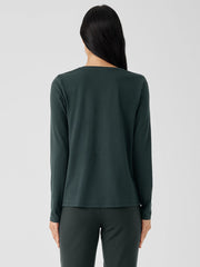 Stretch Jersey Knit Crew Neck Top