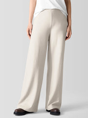 Felted Wool Jersey Wide-Leg Long Pant in Regenerative Wool