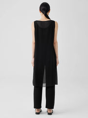 Sheer Silk Georgette Bateau Neck Top