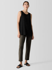 Silk Georgette Crepe Ballet Neck Long Tank