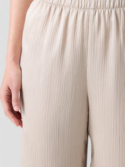 Striated Silk Satin Straight Pant