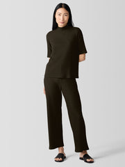 Textured Stretch Rib Wide-Leg Pant