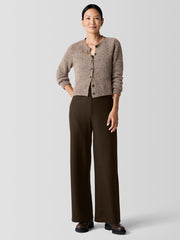 Mohair Plush Mélange Crew Neck Cardigan