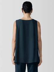 Silk Georgette Crepe Ballet Neck Long Tank