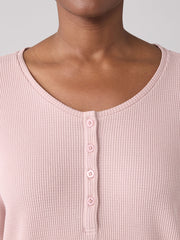 Cozy Organic Cotton Waffle Henley Sleep Top