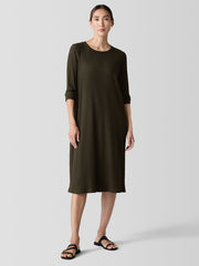 Textured Stretch Rib Crew Neck Dress