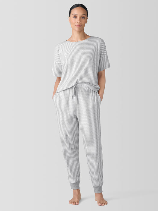 Striped Organic Cotton Interlock Jogger Sleep Pant