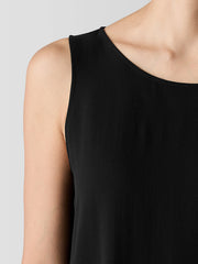Silk Georgette Crepe Ballet Neck Long Tank