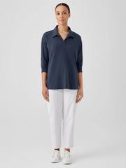 Pima Cotton Stretch Jersey Classic Collar Top