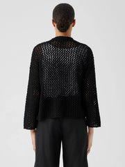 Peruvian Organic Cotton Boucle High Collar Cardigan