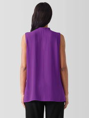 Silk Georgette Crepe Sleeveless Shirt