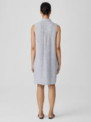 Striped Organic Linen Crinkle Sleeveless Shirtdress