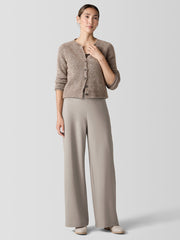 Felted Wool Jersey Wide-Leg Long Pant in Regenerative Wool