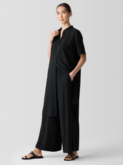 Silk Georgette Crepe Band Collar Dress