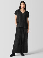 Textured Silk Jacquard V-Neck Top