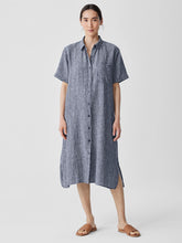 Puckered Organic Linen Shirtdress
