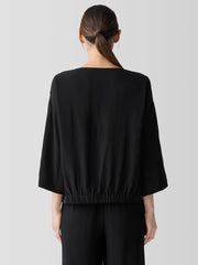 Silk Georgette Crepe V-Neck Top