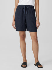 Puckered Organic Linen Shorts