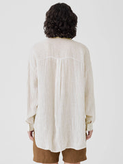Puckered Organic Linen Classic Collar Long Shirt