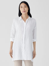 Organic Handkerchief Linen Classic Collar Long Shirt