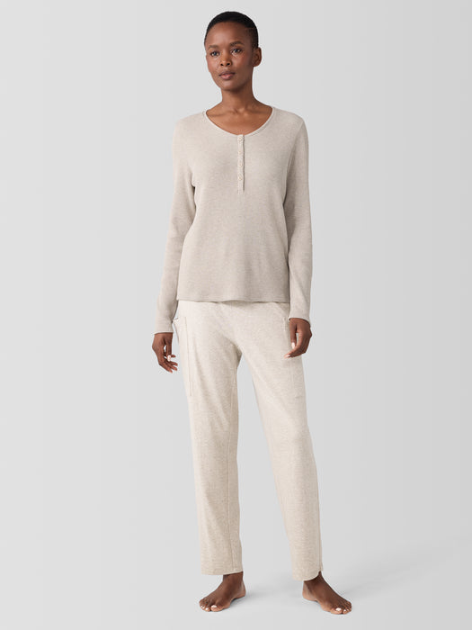M&eacute;lange Organic Cotton Waffle Henley Sleep Top