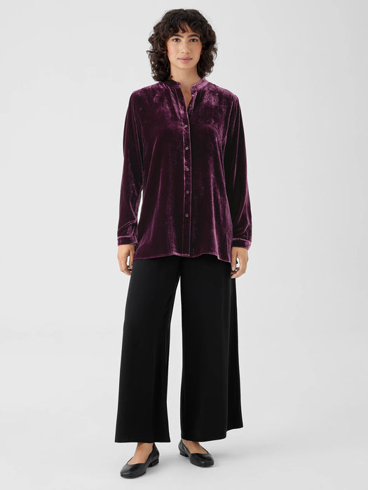 Velvet Band&nbsp;Collar Long Shirt